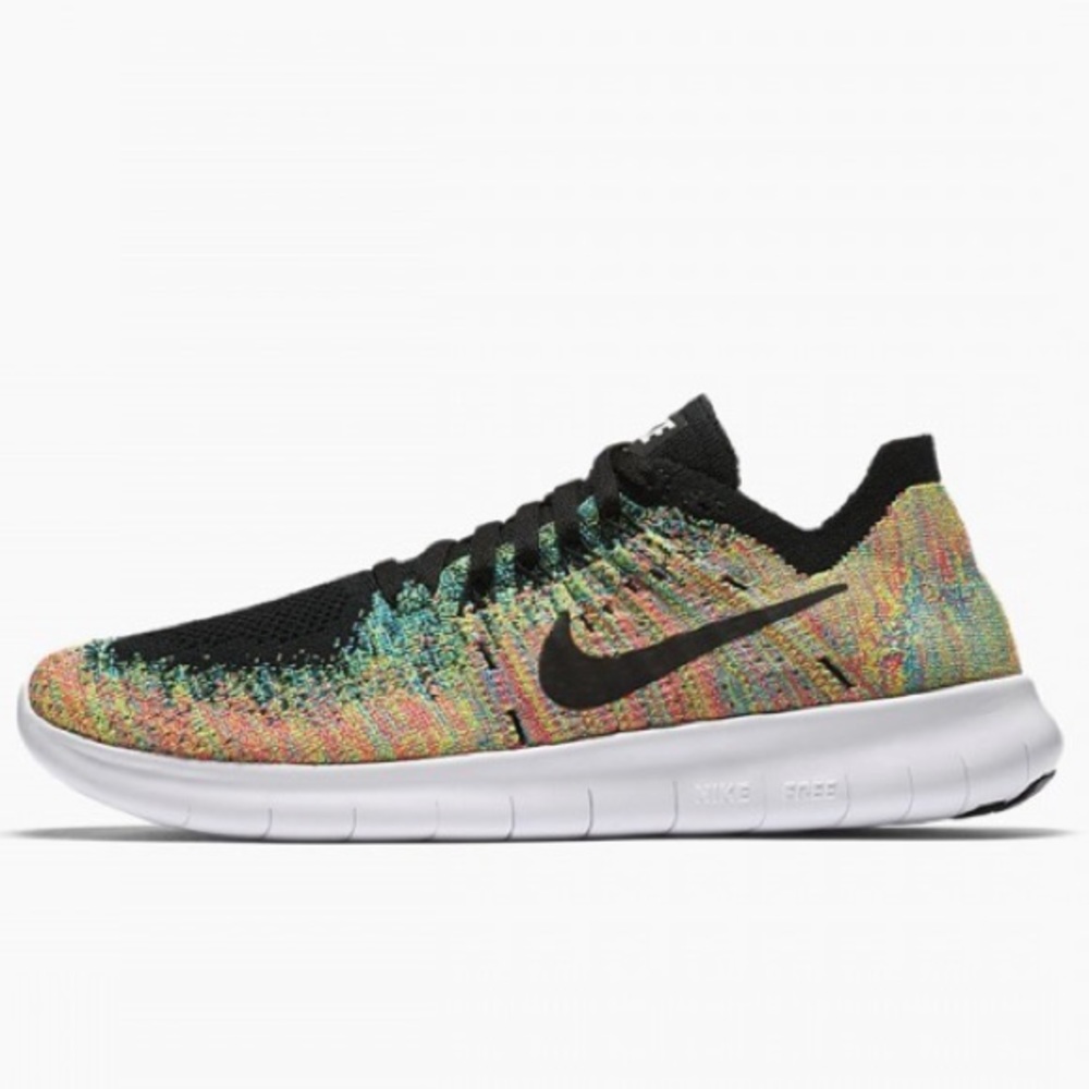 NIKE FREE RN FLYKNIT 2017 GS MULTICOLOR BLACK WHITE BLUE LAGOON 881973-001